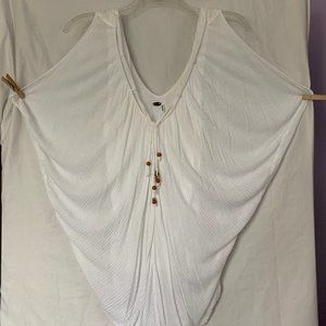 Guess White Sands Tie Double V Blouse